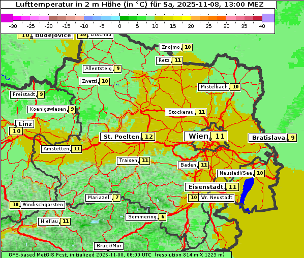 Temperatur, 8. 11. 2025