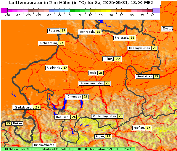 Temperatur, 31. 5. 2025