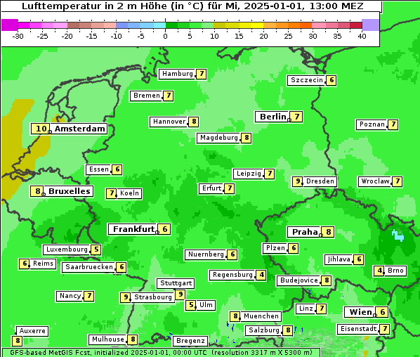 Temperatur, 1. 1. 2025