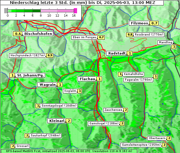 Niederschlag, 3. 6. 2025