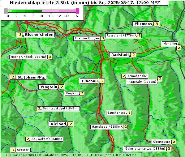 Niederschlag, 17. 8. 2025
