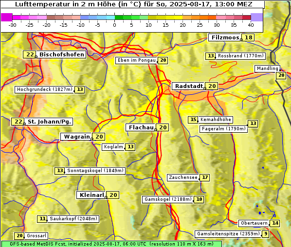 Temperatur, 17. 8. 2025