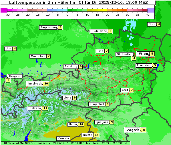 Temperatur, 16. 12. 2025