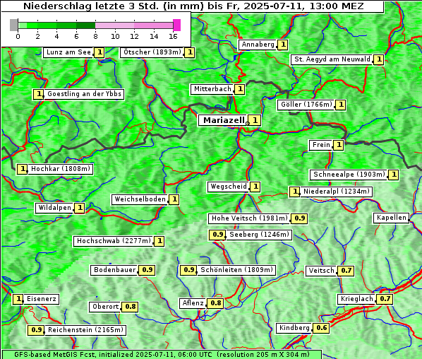 Niederschlag, 11. 7. 2025