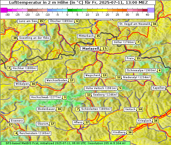 Temperatur, 11. 7. 2025
