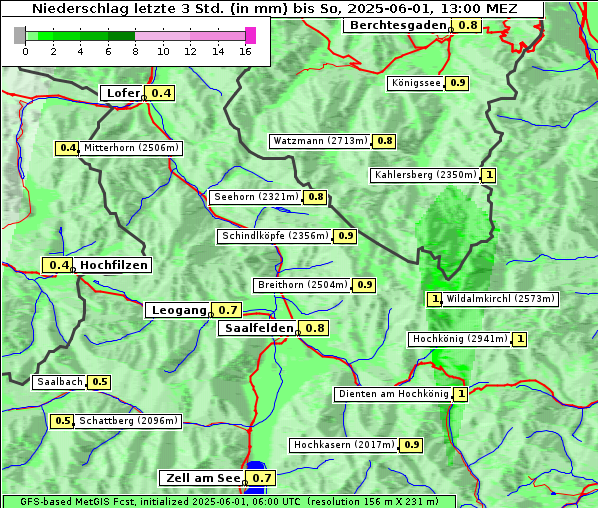 Niederschlag, 1. 6. 2025