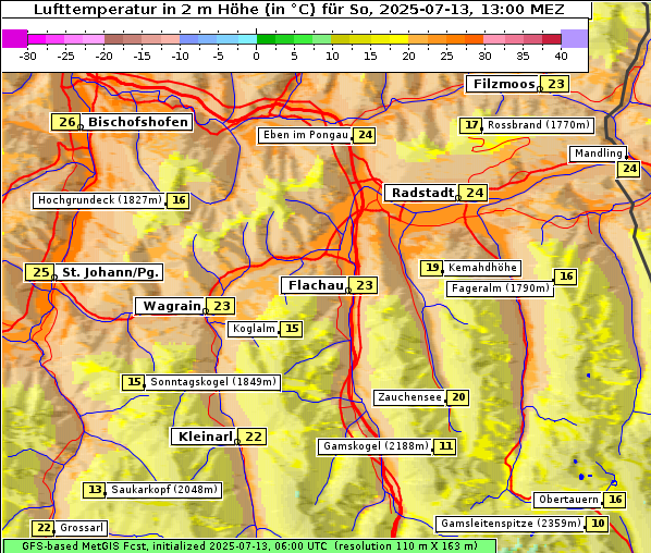 Temperatur, 13. 7. 2025