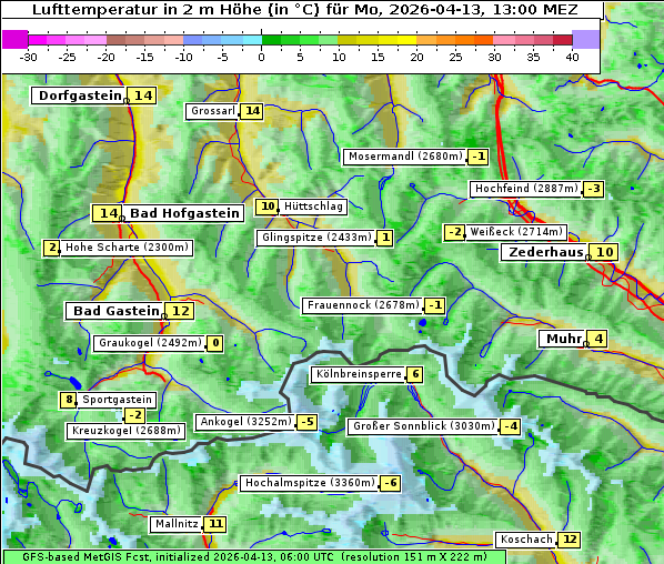 Temperatur, 13. 4. 2026
