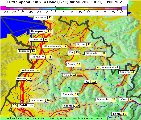 Temperatur, 22. 10. 2025