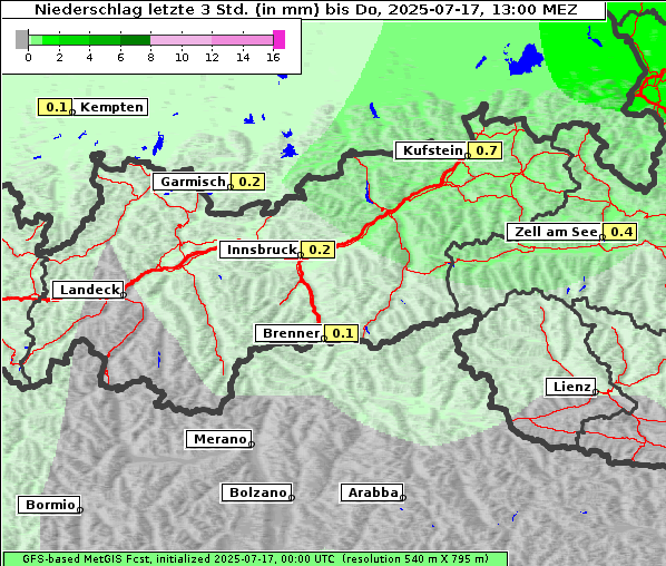 Niederschlag, 17. 7. 2025