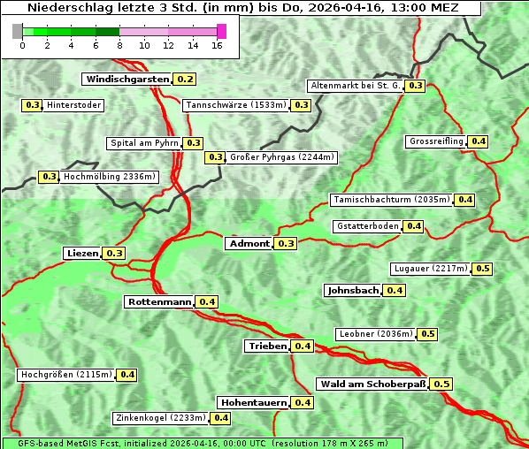 Niederschlag, 16. 4. 2026