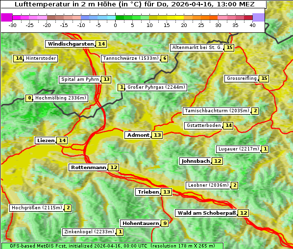 Temperatur, 16. 4. 2026