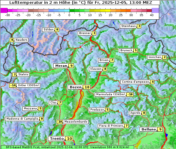 Temperatur, 5. 12. 2025
