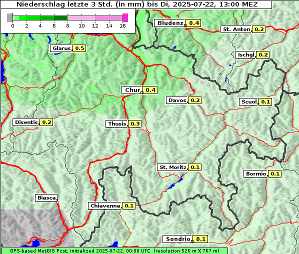 Niederschlag, 22. 7. 2025