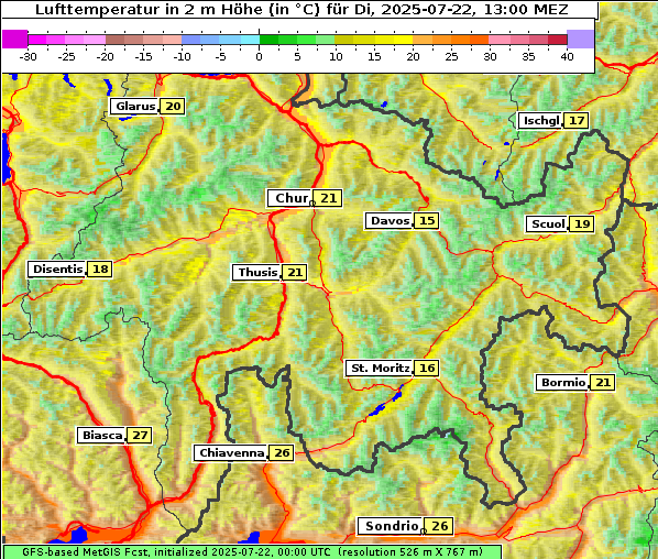 Temperatur, 22. 7. 2025