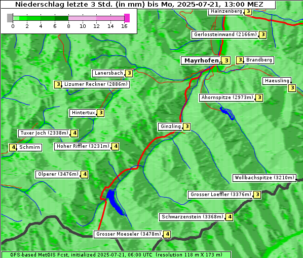 Niederschlag, 21. 7. 2025