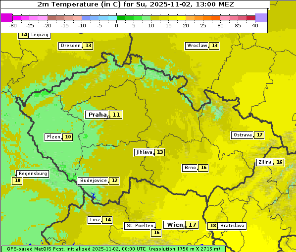 Temperatur, 2. 11. 2025