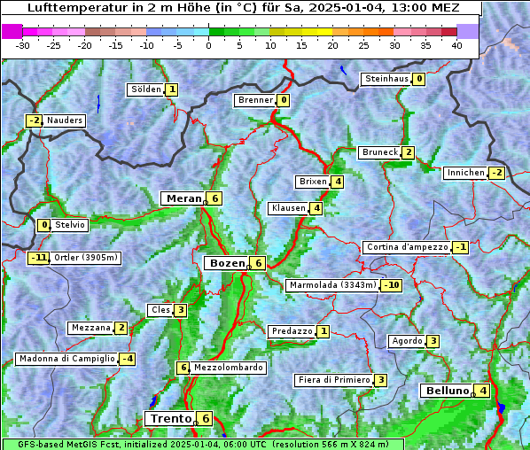 Temperatur, 4. 1. 2025