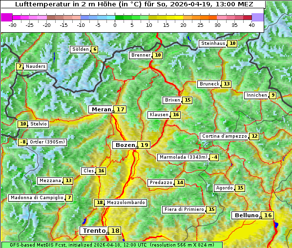 Temperatur, 19. 4. 2026