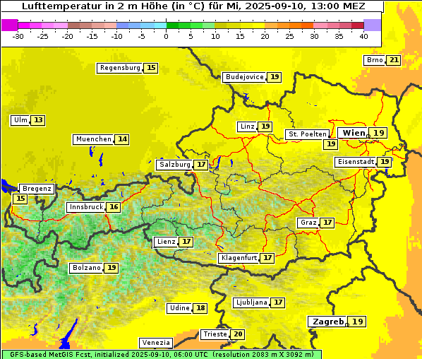 Temperatur, 10. 9. 2025