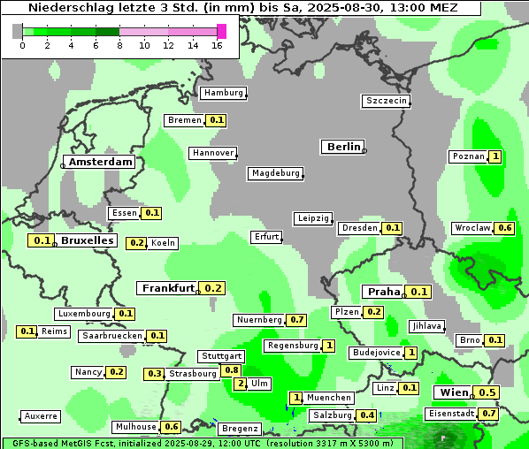 Niederschlag, 30. 8. 2025