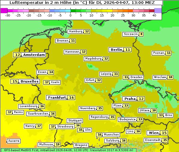 Temperatur, 7. 4. 2026