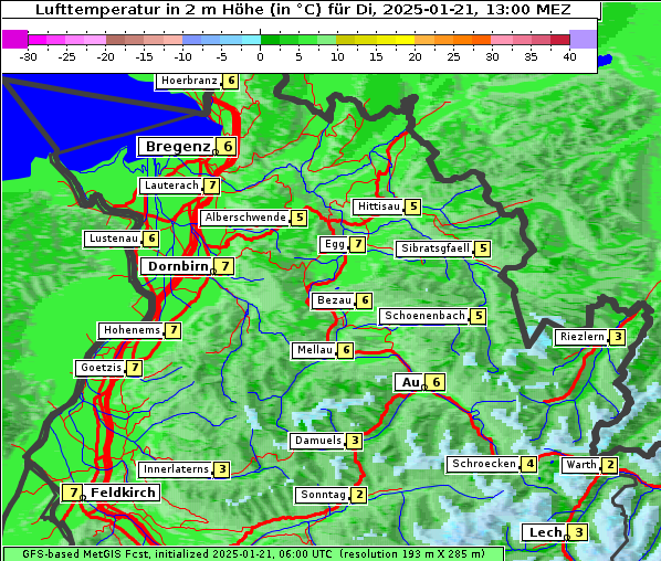 Temperatur, 21. 1. 2025