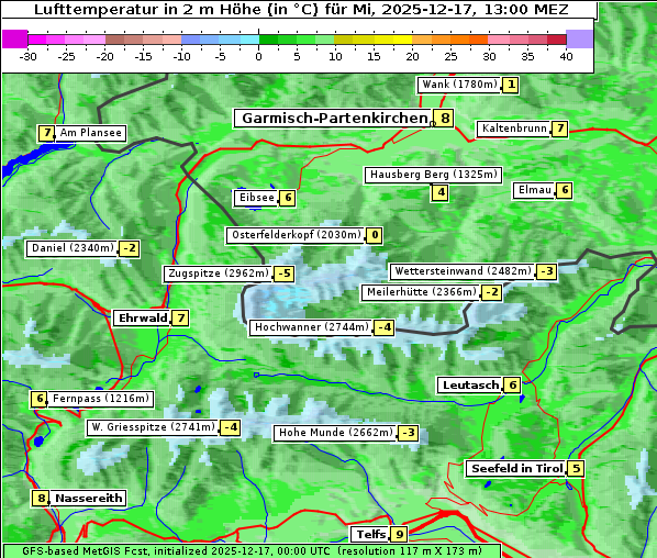 Temperatur, 17. 12. 2025