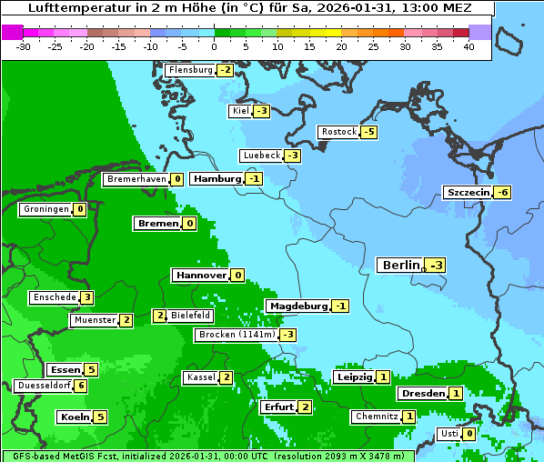 Temperatur, 31. 1. 2026