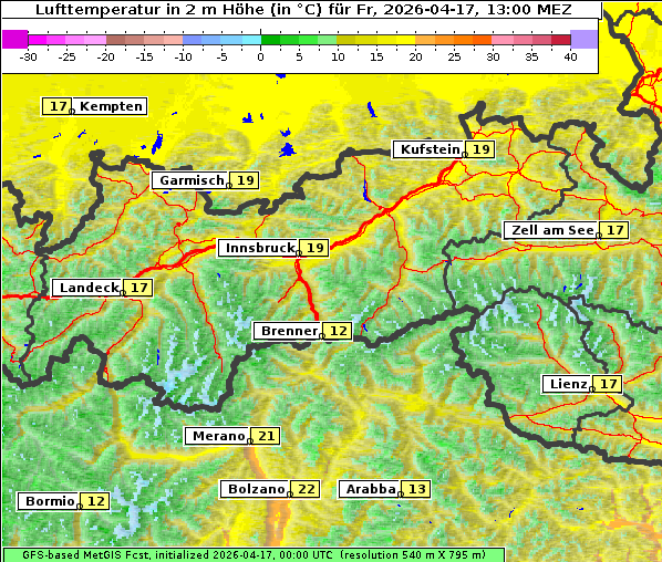 Temperatur, 17. 4. 2026