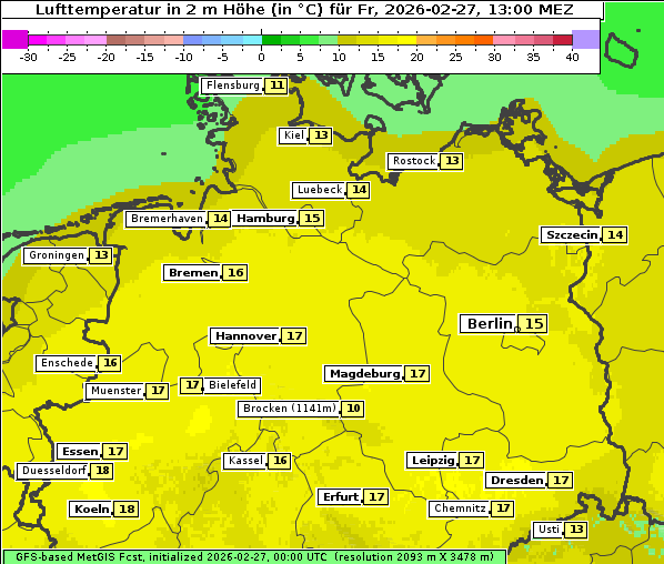 Temperatur, 27. 2. 2026