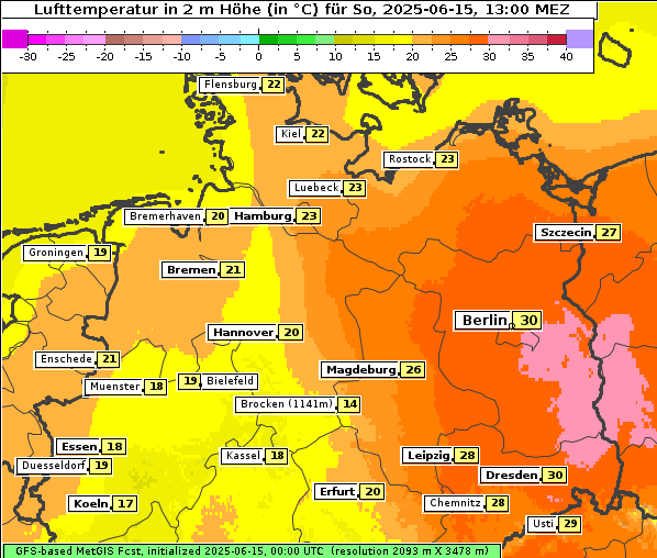 Temperatur, 15. 6. 2025