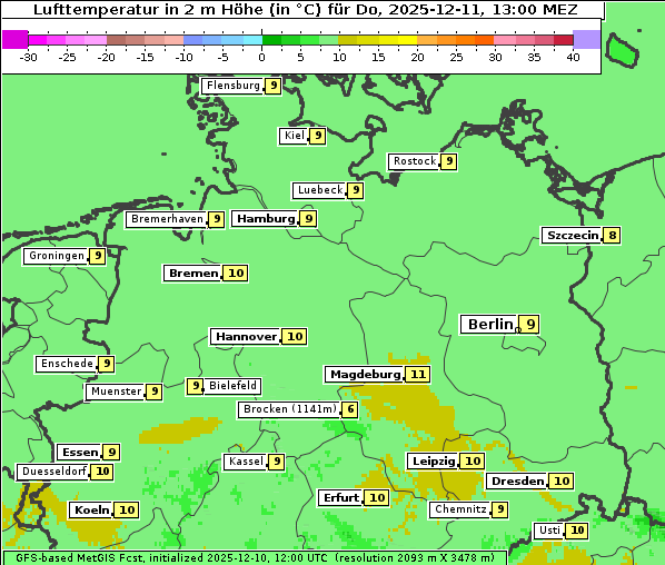 Temperatur, 11. 12. 2025
