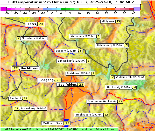 Temperatur, 18. 7. 2025