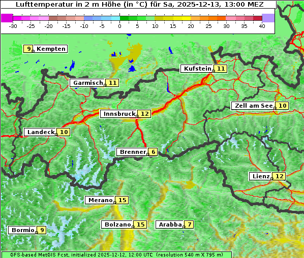 Temperatur, 13. 12. 2025
