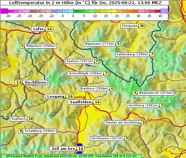 Temperatur, 21. 8. 2025