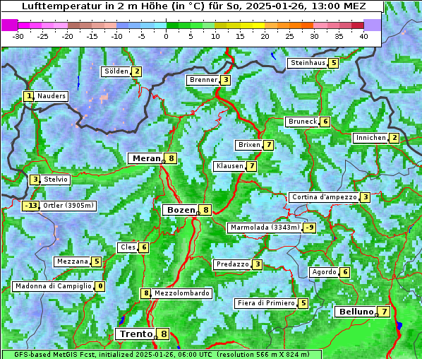 Temperatur, 26. 1. 2025