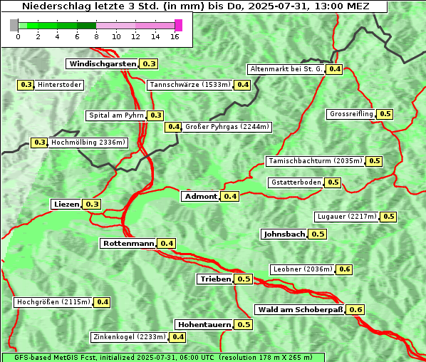Niederschlag, 31. 7. 2025