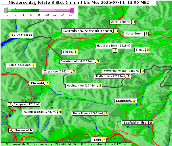 Niederschlag, 14. 7. 2025