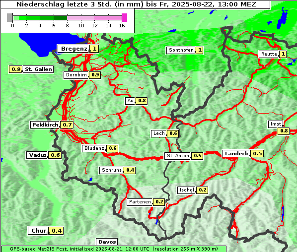 Niederschlag, 22. 8. 2025