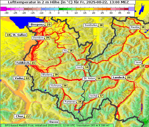 Temperatur, 22. 8. 2025