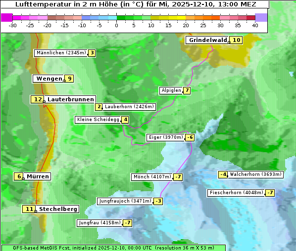 Temperatur, 10. 12. 2025