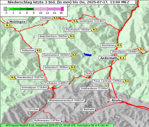 Niederschlag, 17. 7. 2025