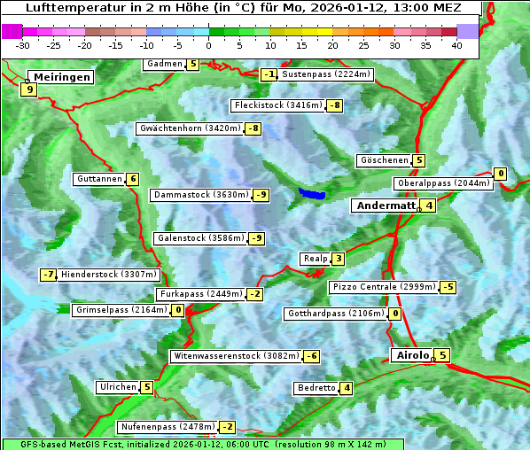 Temperatur, 12. 1. 2026