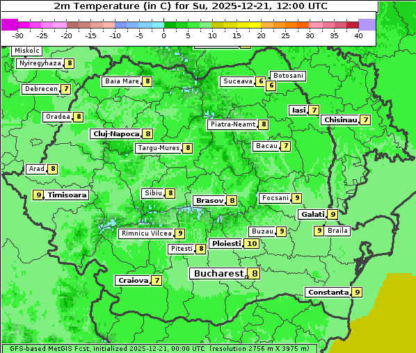 Temperatur, 21. 12. 2025