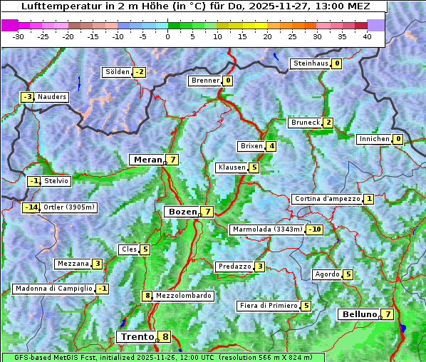 Temperatur, 27. 11. 2025