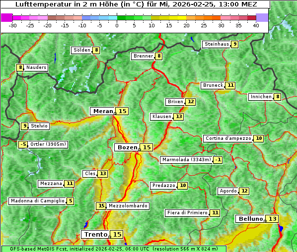 Temperatur, 25. 2. 2026