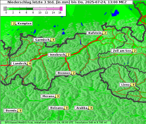 Niederschlag, 24. 7. 2025