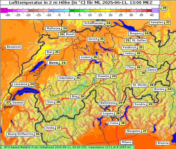 Temperatur, 11. 6. 2025