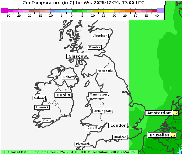 Temperatur, 24. 12. 2025